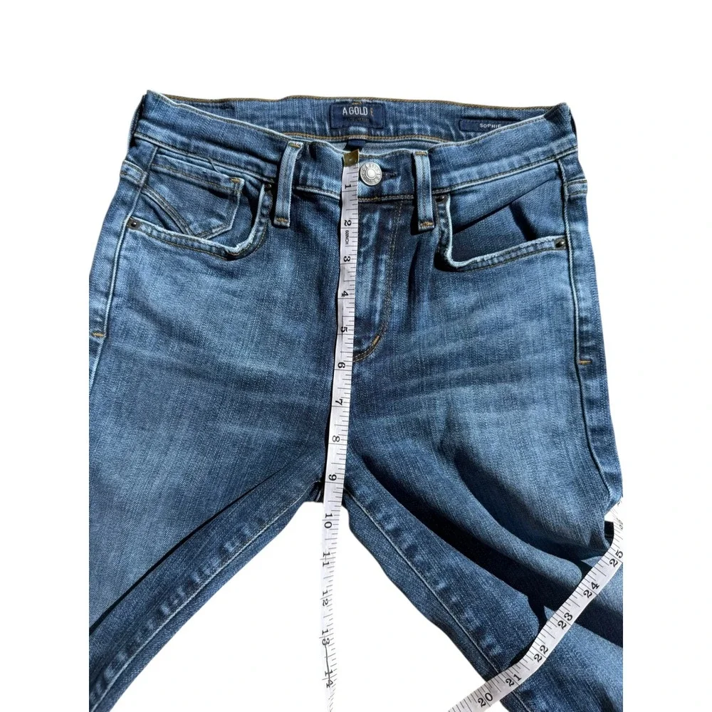Agolde‎ Sophie Mid Rise Skinny Jeans distressed Blue Denim Women's Size 25